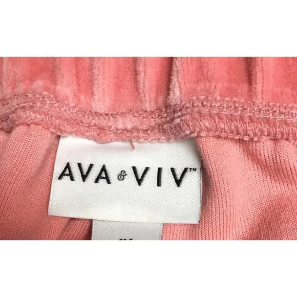 Ava & Viv Women Plus Size Pull On Coral Velour Jogger Pants With Pockets - Picture 6 of 9